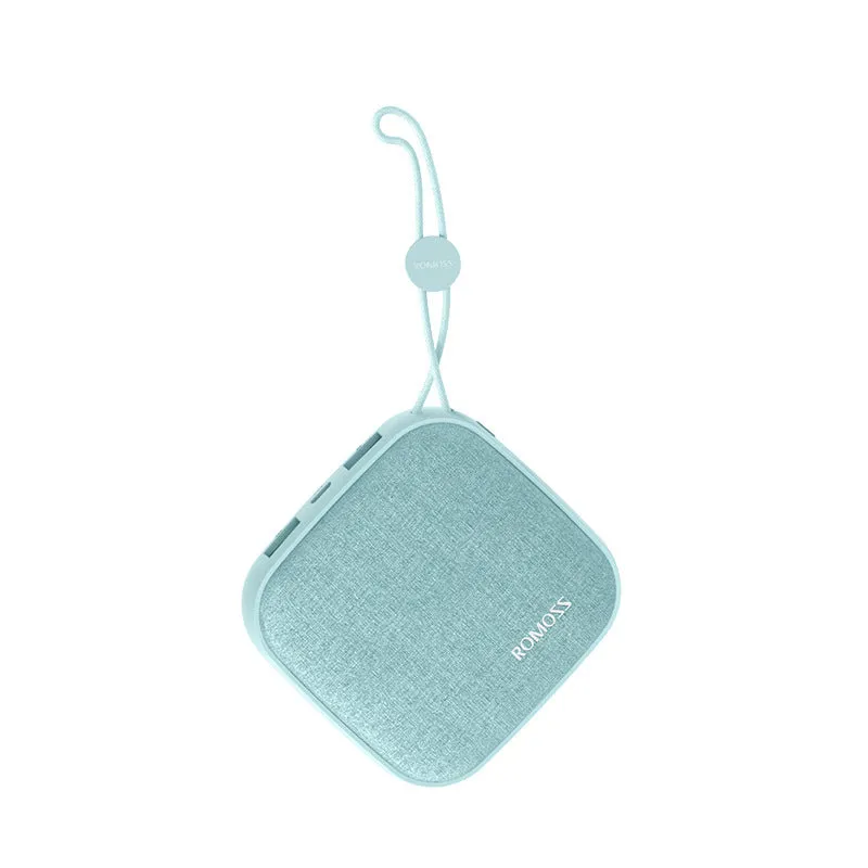 Linen Art mini portable mobile power bank in green with 10000mAh capacity and USB ports