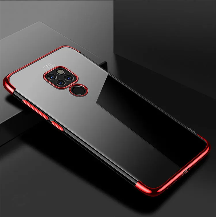 Three section TPU transparent mobile phone case back cover in black for Huawei P20