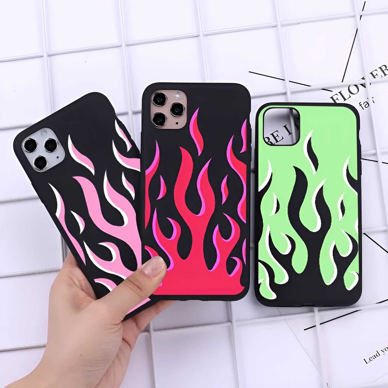 TPU flame back cover phone case for Apple iPhone, painted design in European American style