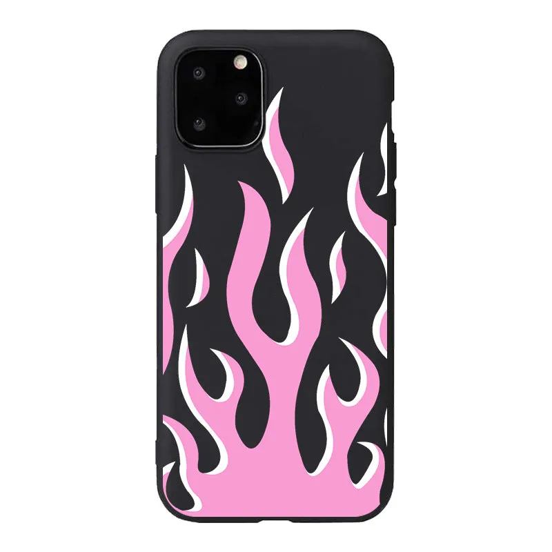 TPU flame back cover phone case for Apple iPhone, painted design in European American style