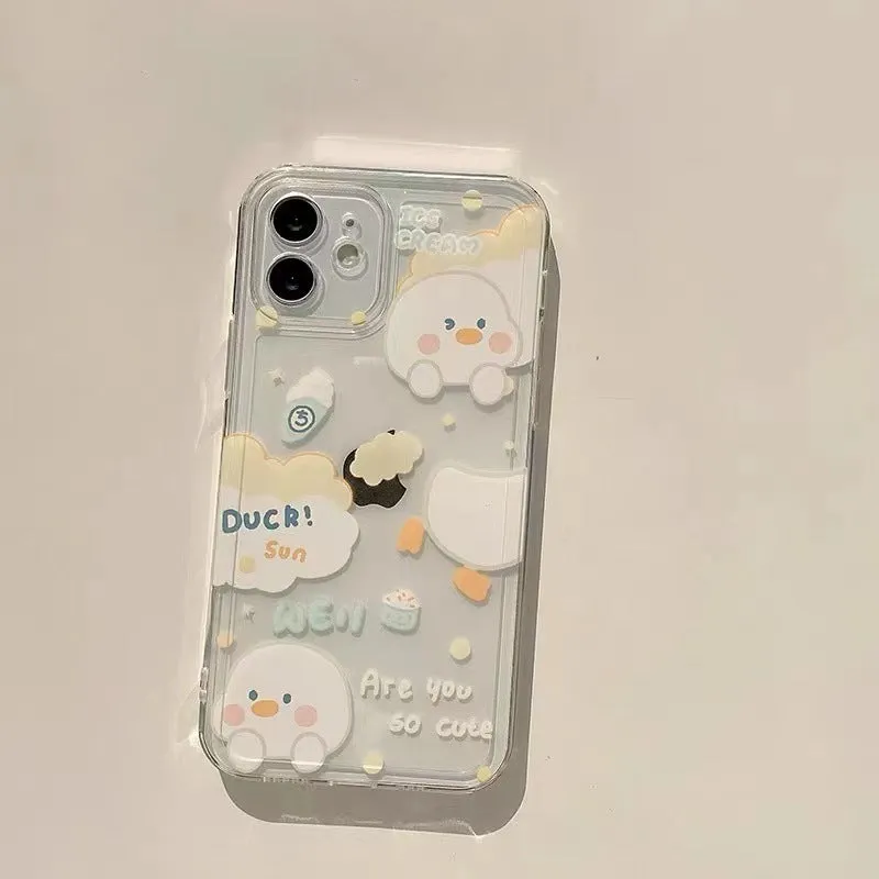 Transparent TPU phone case with cute pattern for iPhone 6 to 13 series