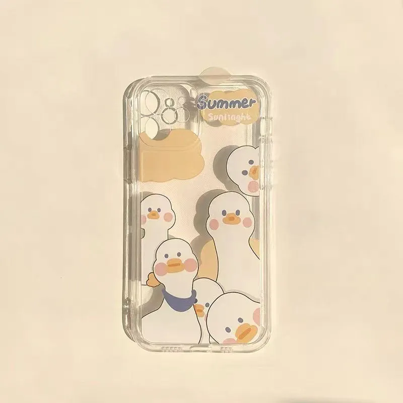 Transparent TPU phone case with cute pattern for iPhone 6 to 13 series