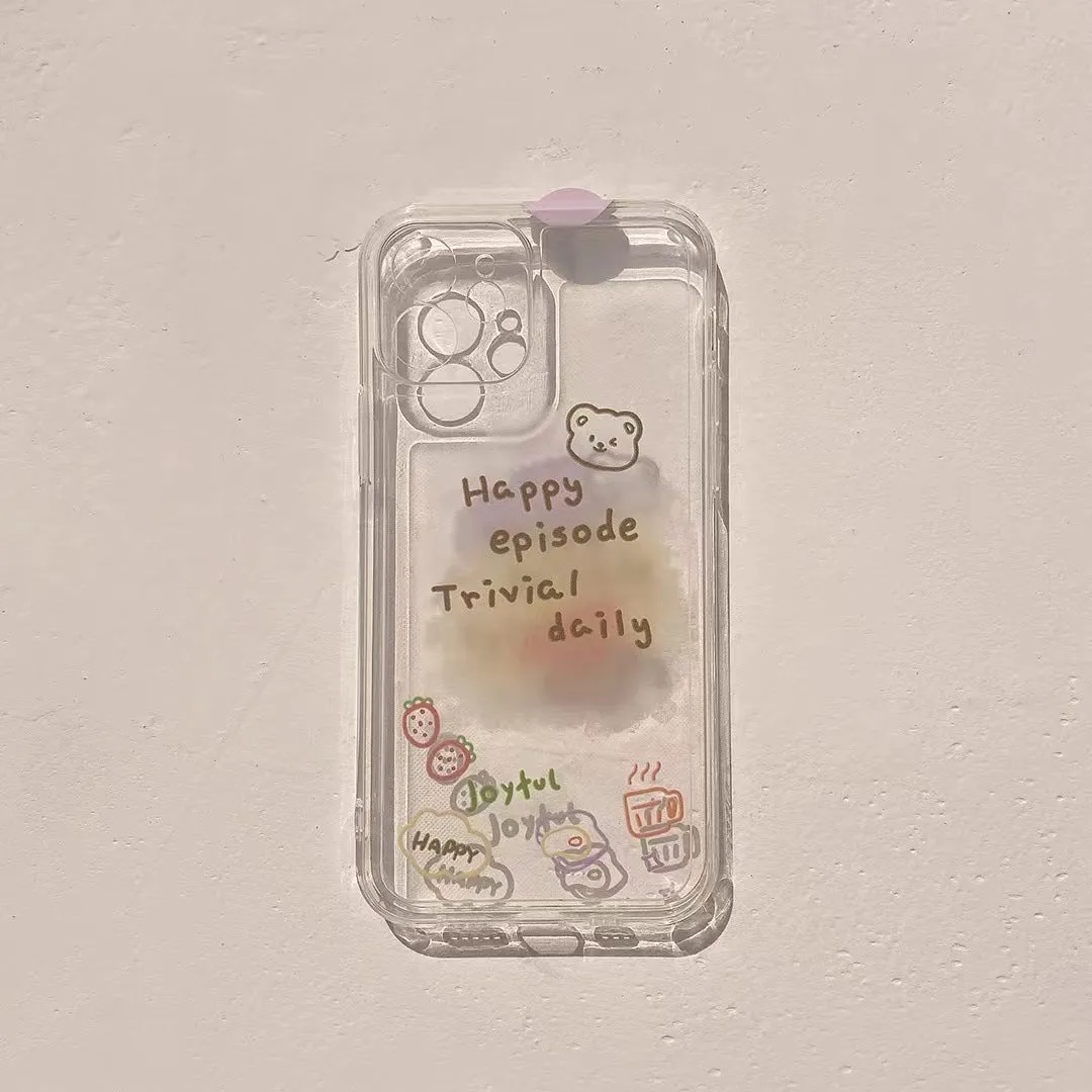 Transparent TPU phone case with cute pattern for iPhone 6 to 13 series