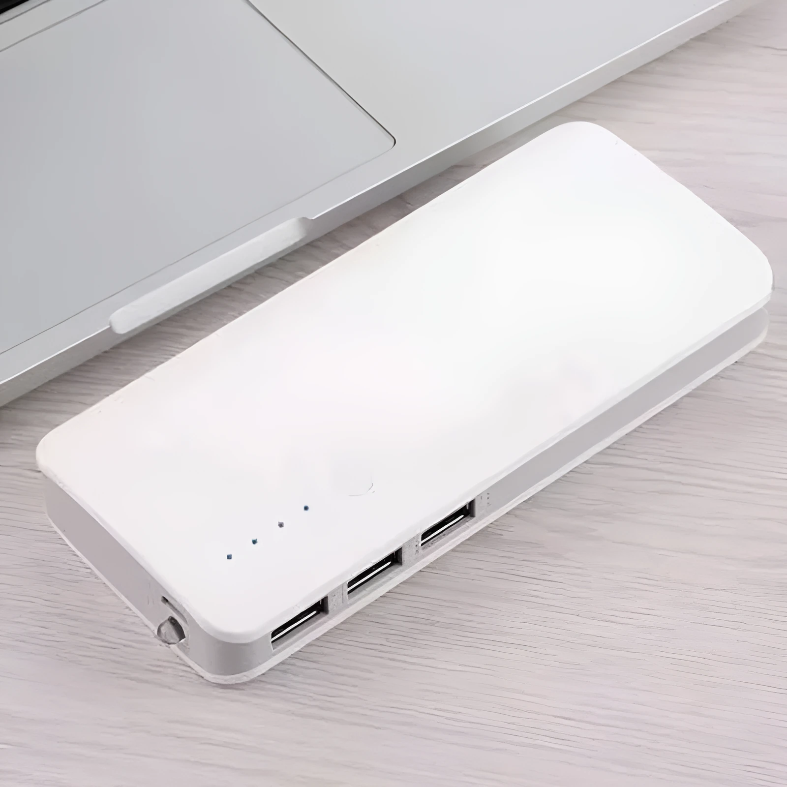 Gift large capacity universal mobile power bank with USB and LED flashlight in blue plastic casing