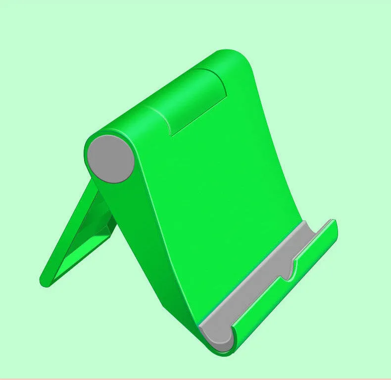 Black PE folding tablet stand holding mobile phone at adjustable angle