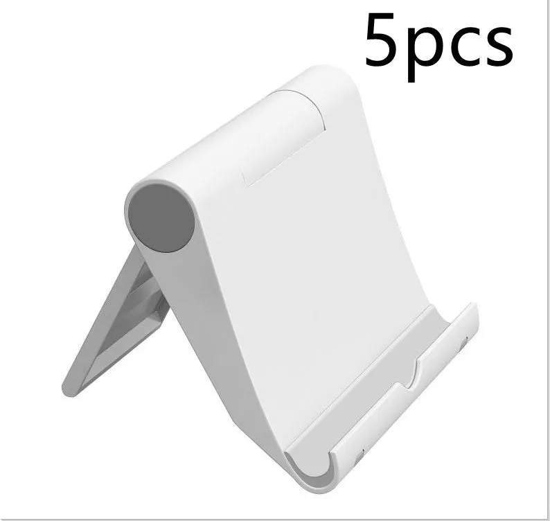 Black PE folding tablet stand holding mobile phone at adjustable angle