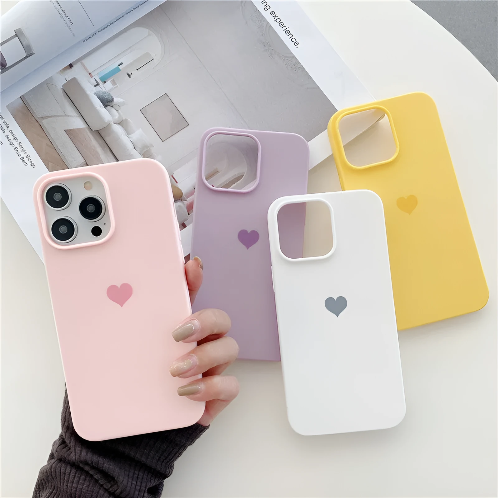Little Love frosted TPU phone case for iPhone, fall protection, love theme, Matcha colour