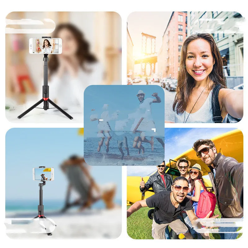 Selfie stick mobile phone Bluetooth universal tripod in army green, aluminium alloy and ABS, compact folded size