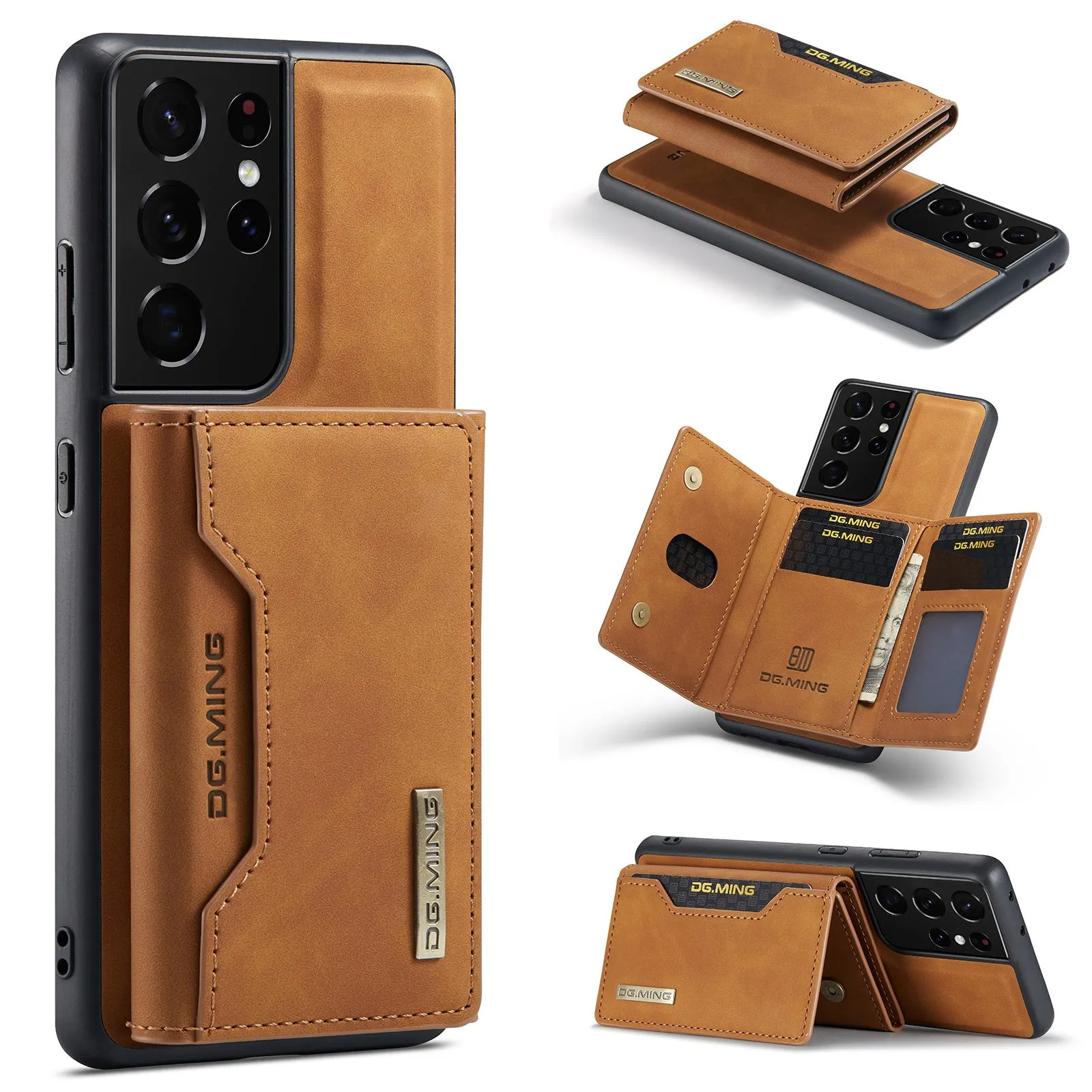 Samsung phone case PU leather magnetic card holder wallet style in combination black with card slot