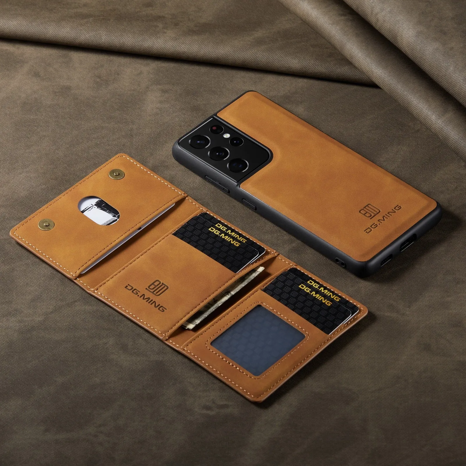 Samsung phone case PU leather magnetic card holder wallet style in combination black with card slot