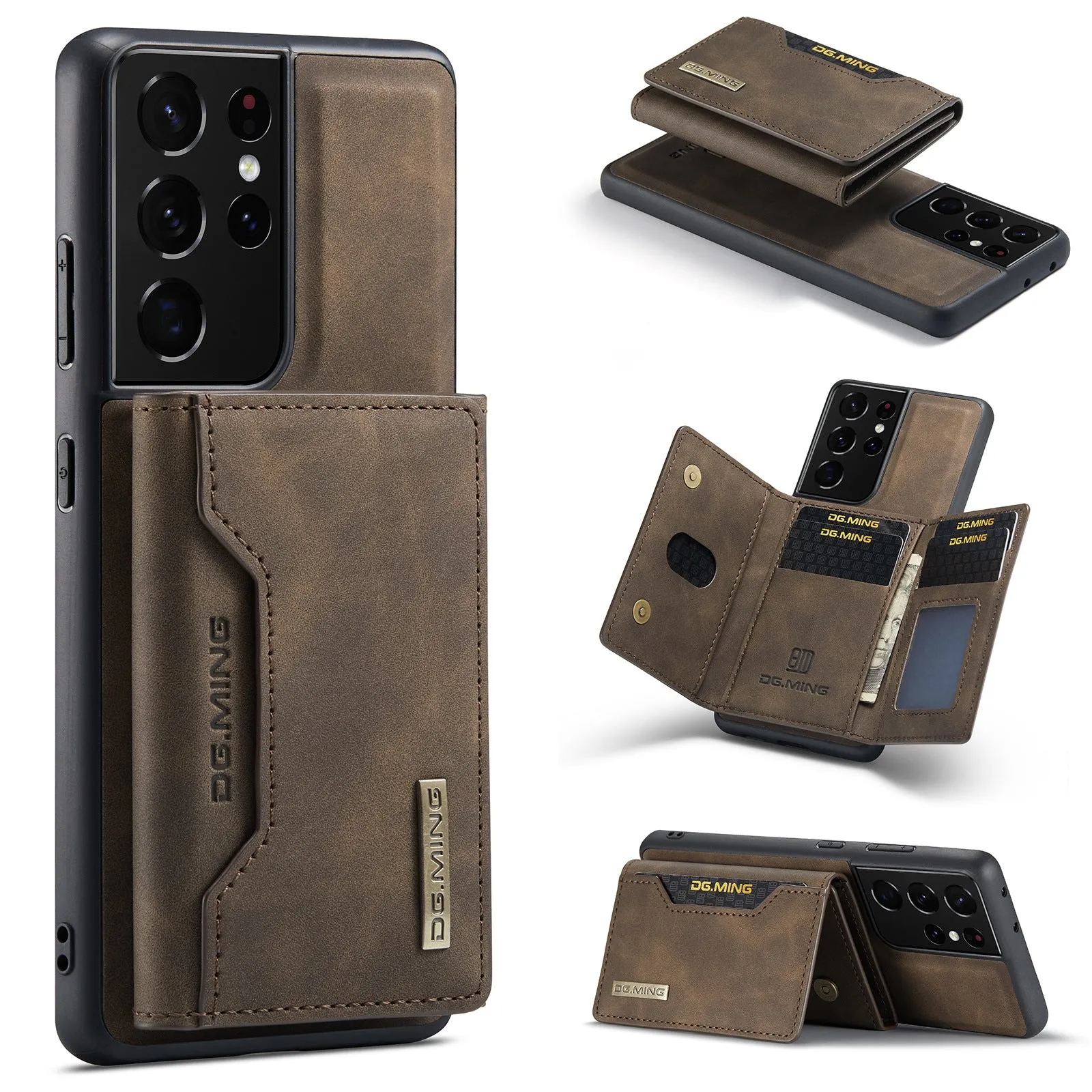 Samsung phone case PU leather magnetic card holder wallet style in combination black with card slot