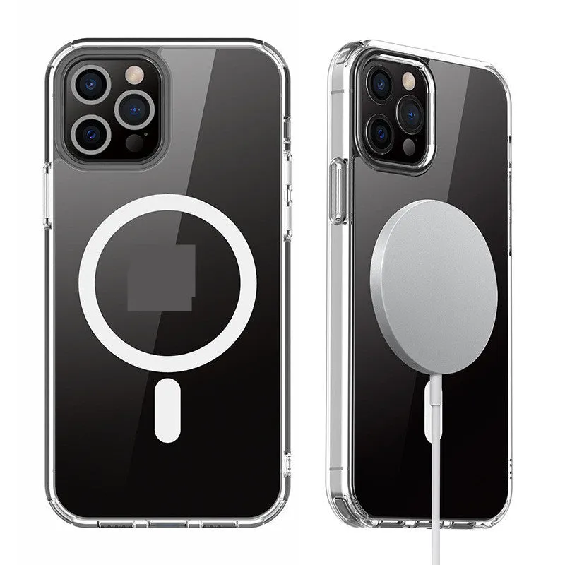 Magnetic silicone protective back cover for iPhone 12 and 13 series in matte black finish with PC and TPU construction