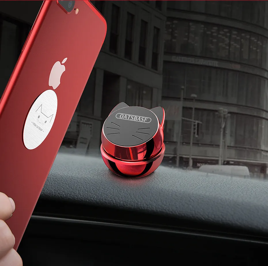 OATSBASF universal magnetic car phone holder with 360-degree rotation in black, white, and brilliant red