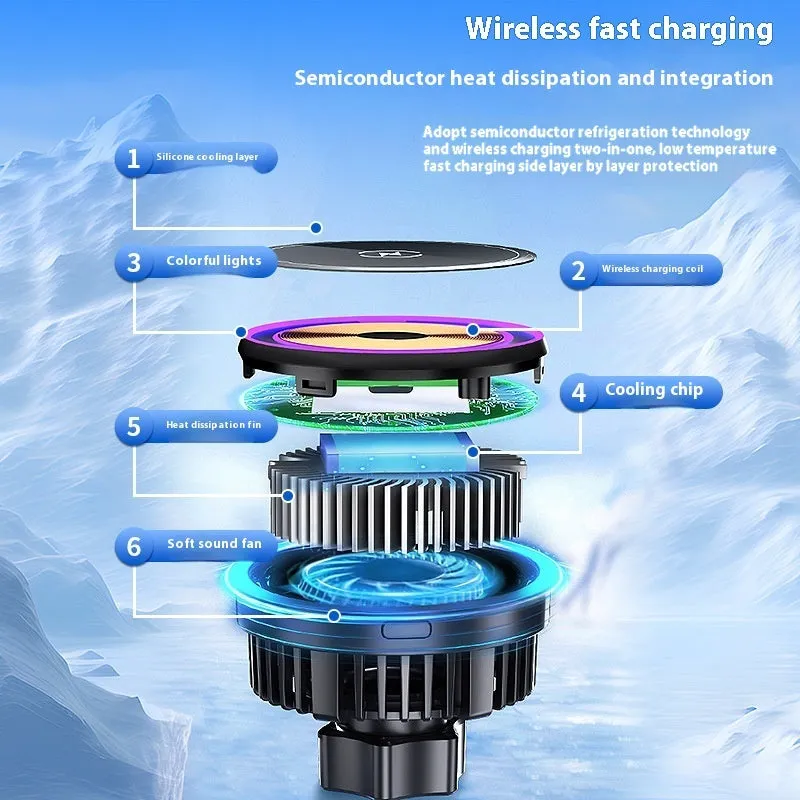 Black magnetic car wireless charger navigation rack with Type-C input and 15W output