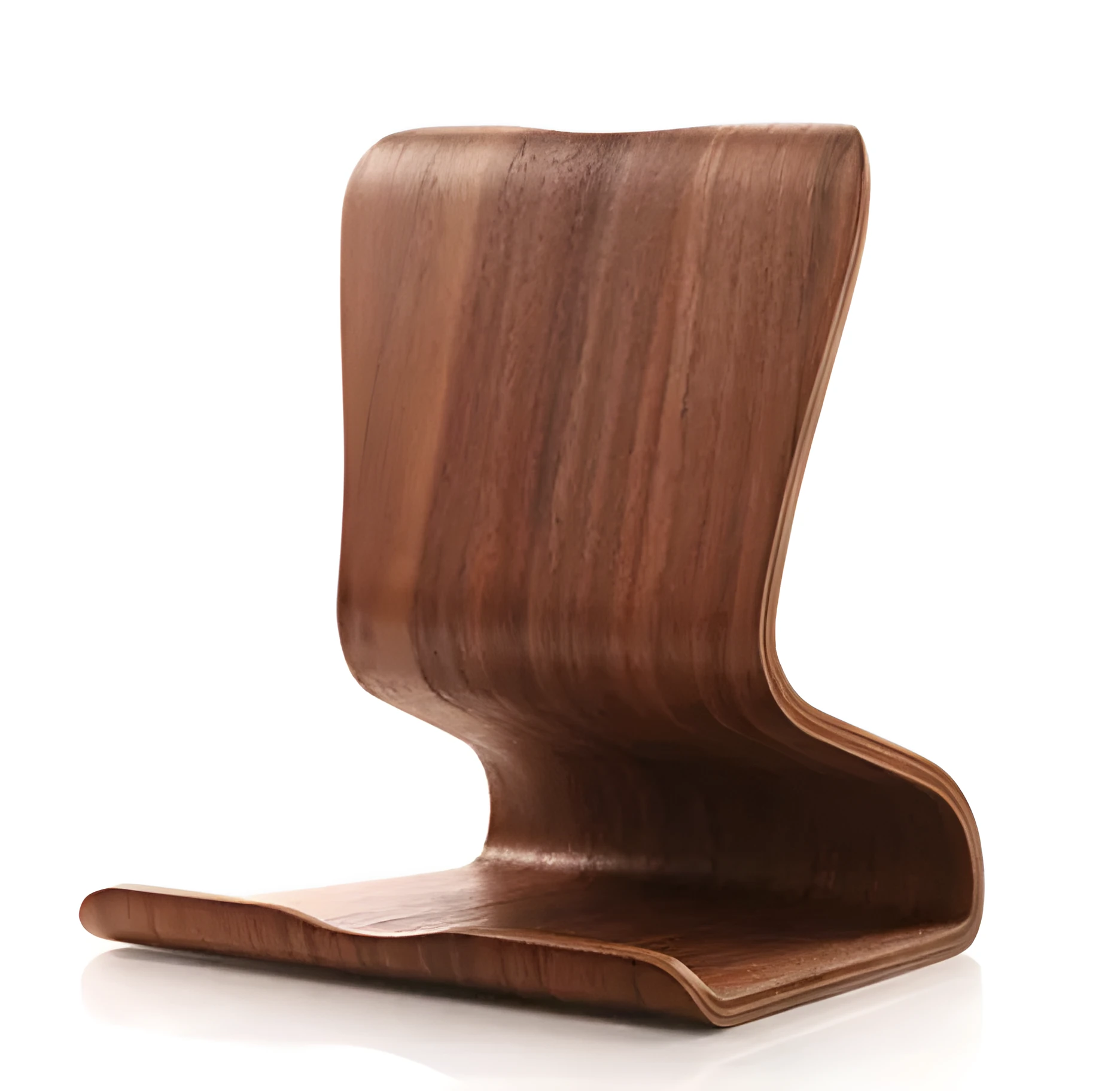 Bamboo wood lazy couch bracket holding an iPad on a desktop, walnut finish