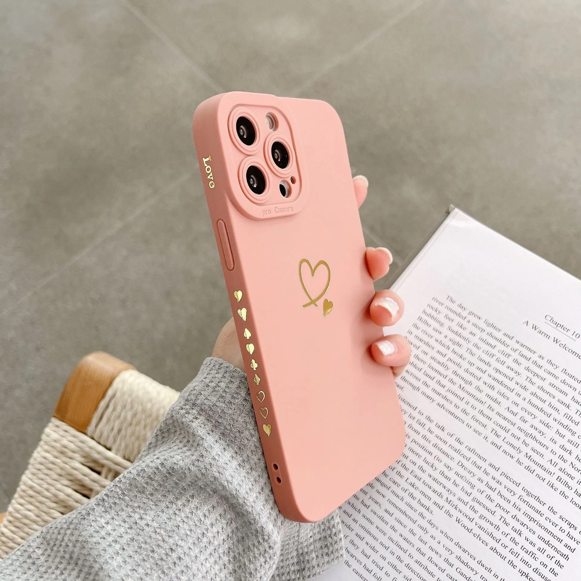 Soft love shockproof silicone phone case in beige for Apple iPhone 13 and 14 series with raised bumper edge
