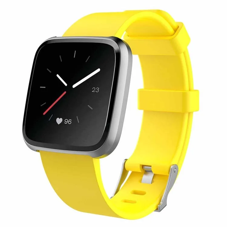 Fitbit Versa Lite replacement TPE wrist strap in multiple colours showing small and large sizes.