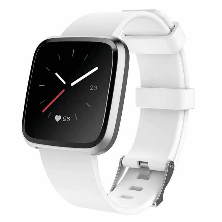 Fitbit Versa Lite replacement TPE wrist strap in multiple colours showing small and large sizes.