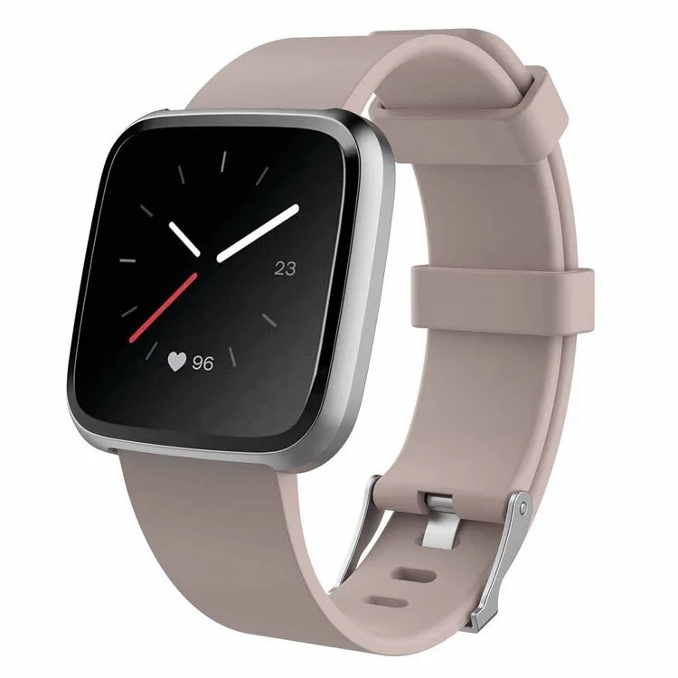 Fitbit Versa Lite replacement TPE wrist strap in multiple colours showing small and large sizes.
