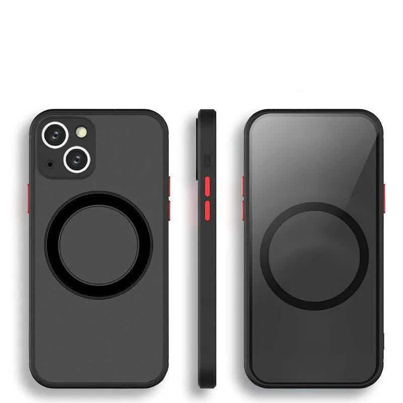Magnetic mobile phone case protective cover for iPhone in PC TPU material, black