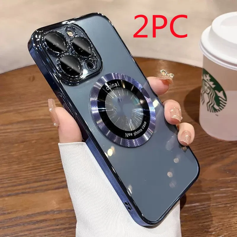 Magnetic electroplated PC phone case for iPhone in cool black with anti-fingerprint finish