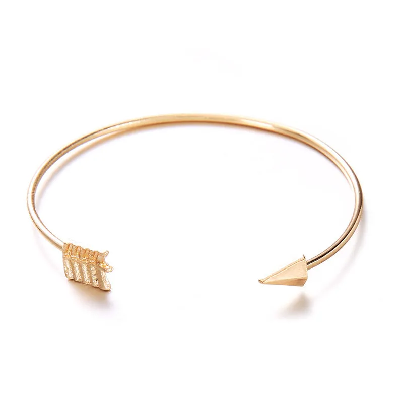 Gold vintage arrow knotted cuff bracelet for women with European American style design