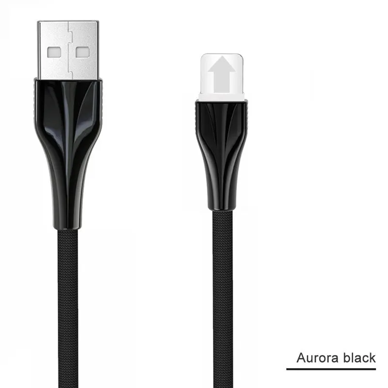 1m aluminium alloy braided data cable in black with Type-C connector on white surface