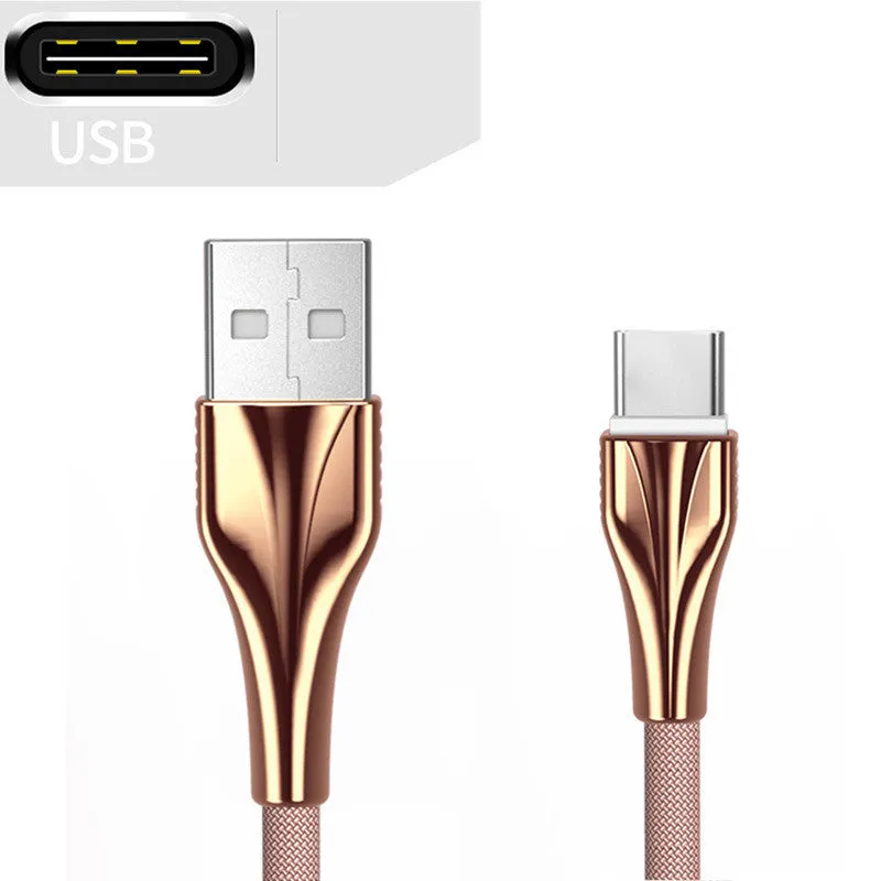 1m aluminium alloy braided data cable in black with Type-C connector on white surface