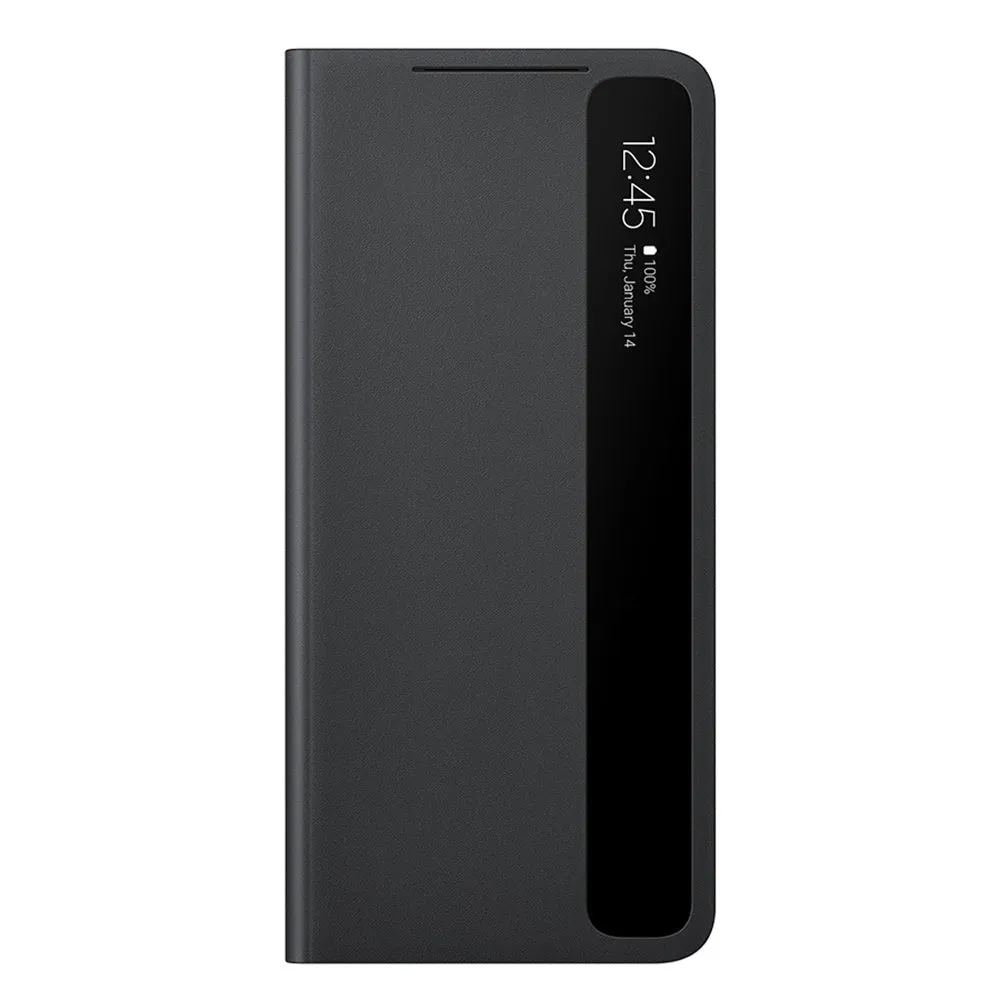 Samsung S21 Ultra mirror flip cover with S Pen stylus silicone back shell in Black
