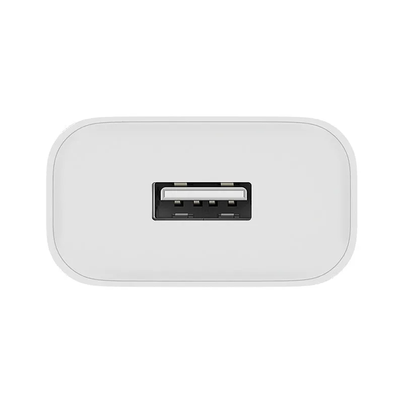 White Mi USB Fast Charger MDY-08-EH with single USB-A port on a plain background
