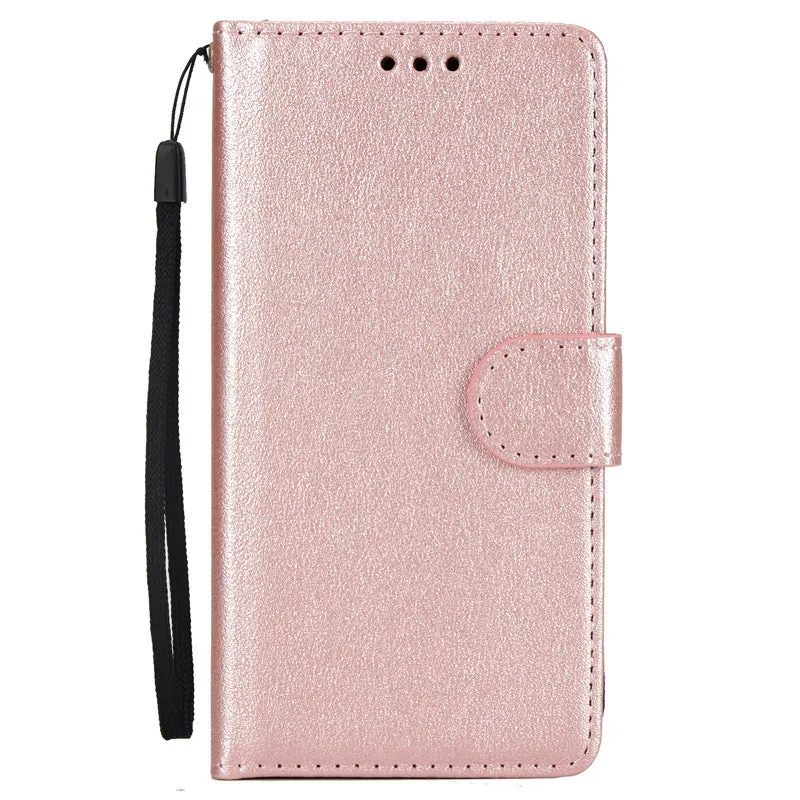 Flip wallet holder open to show card slots and phone compartment in brown imitation leather