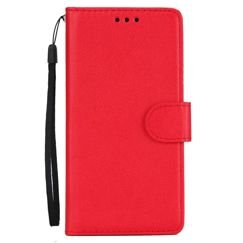 Flip wallet holder open to show card slots and phone compartment in brown imitation leather