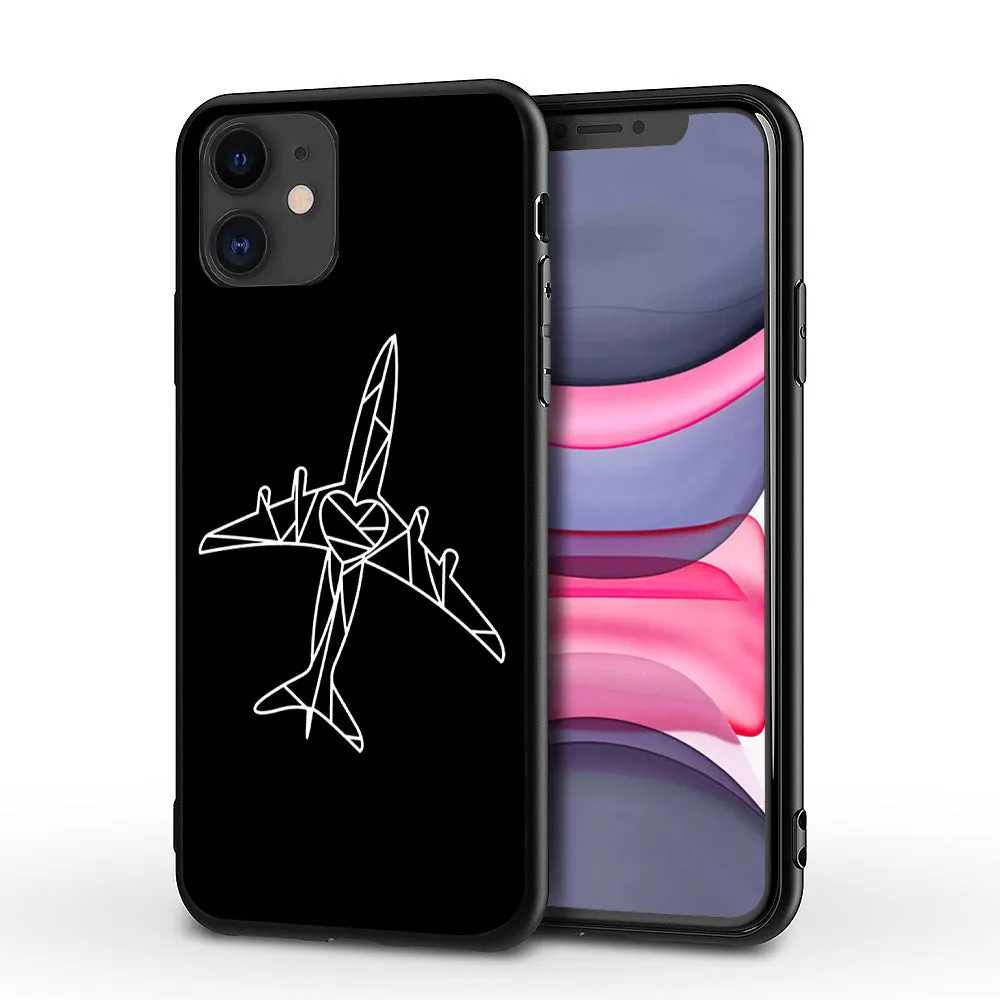 Love Airplane TPU PC back cover phone case for iPhone with printed design