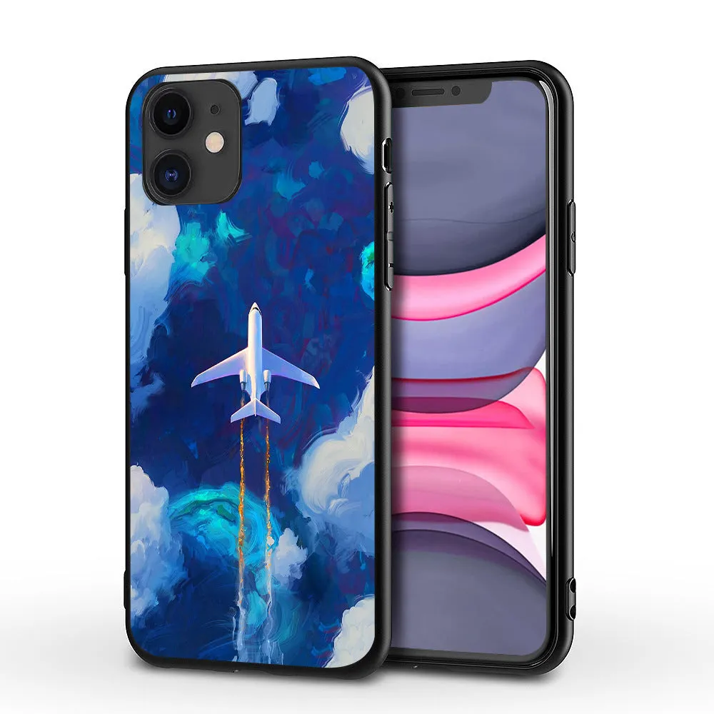 Love Airplane TPU PC back cover phone case for iPhone with printed design