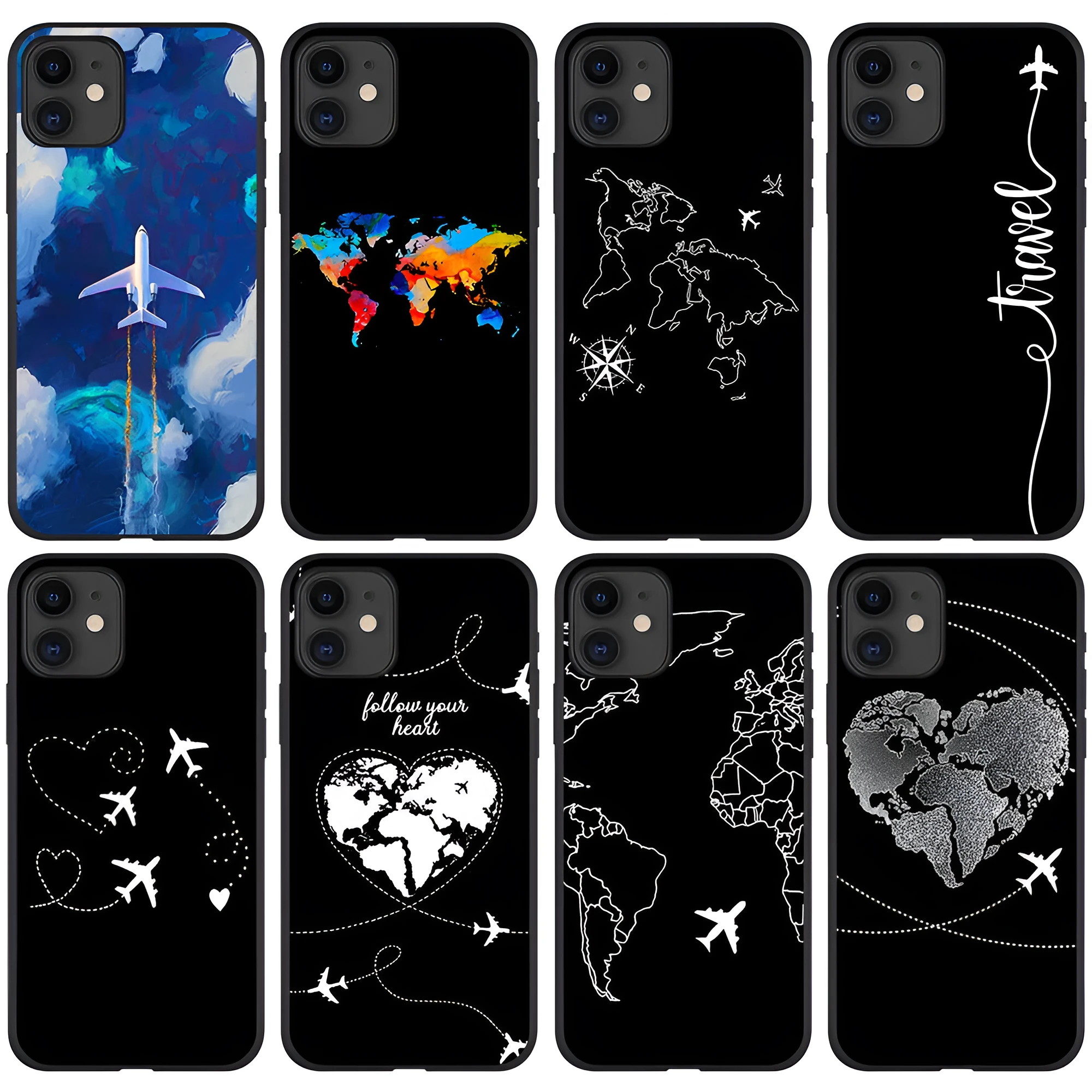 Love Airplane TPU PC back cover phone case for iPhone with printed design