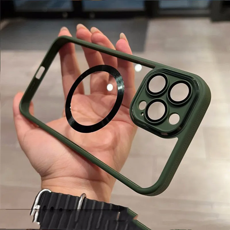 Creative acrylic HD magnetic phone case protector for iPhone 14 in black colour