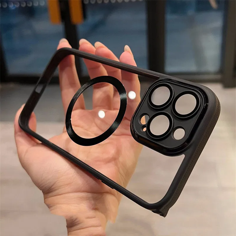 Creative acrylic HD magnetic phone case protector for iPhone 14 in black colour