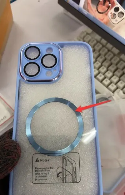 Creative acrylic HD magnetic phone case protector for iPhone 14 in black colour