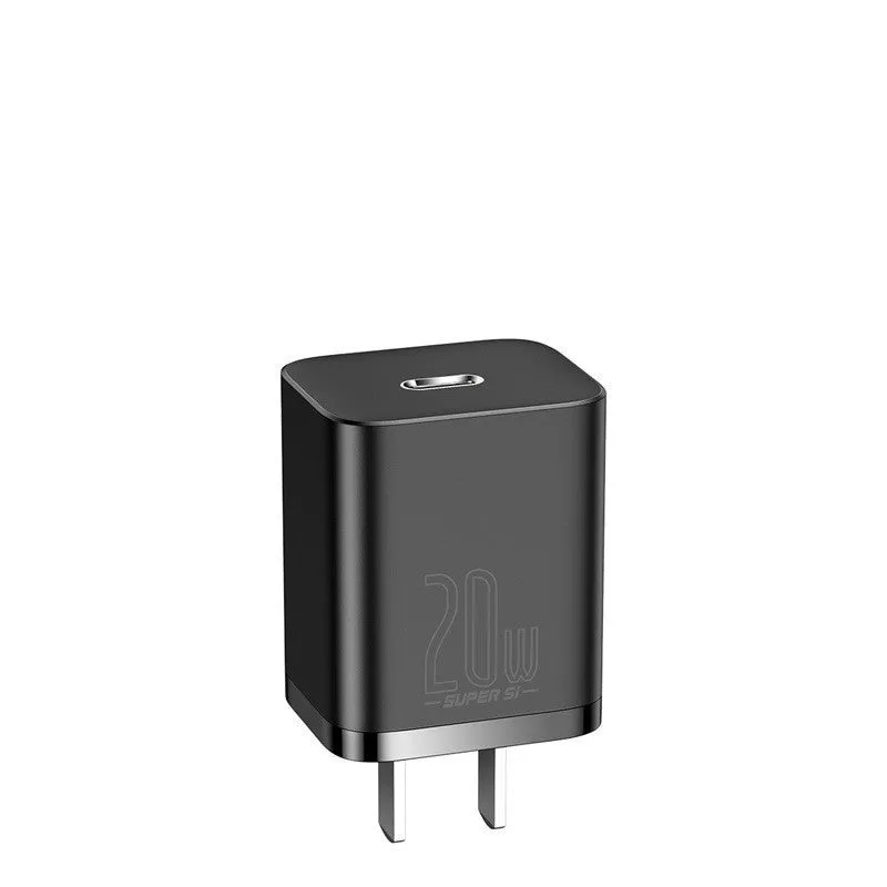 Baseus Super Si Super Silicon 20W fast charger with Type-C to USB-C interface in black