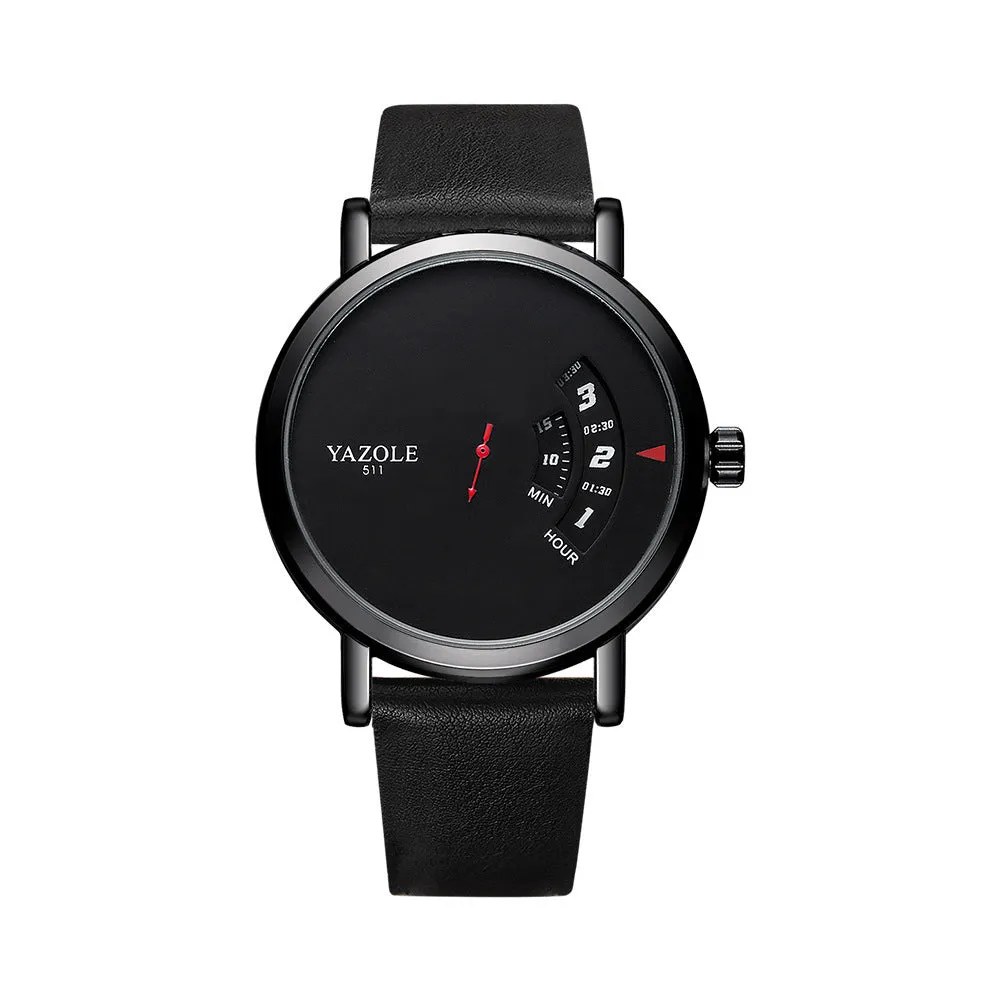 Men's turntable dial watch with metal case, analogue and digital display, and pin buckle strap
