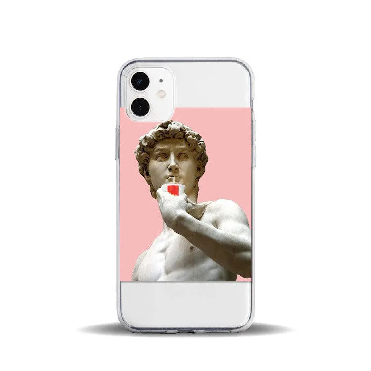 Floral painted soft TPU phone case for iPhone with sculpture finish and slim back cover design