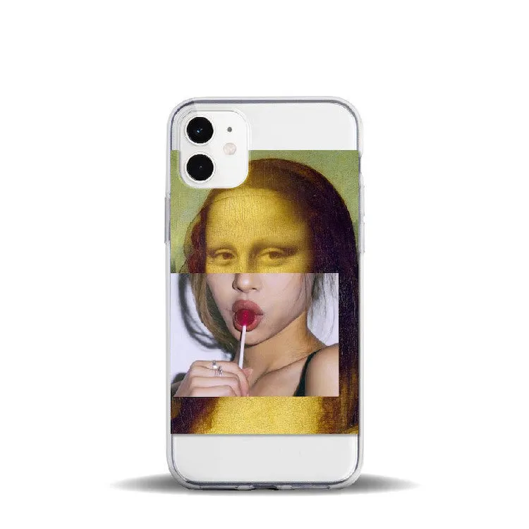 Floral painted soft TPU phone case for iPhone with sculpture finish and slim back cover design