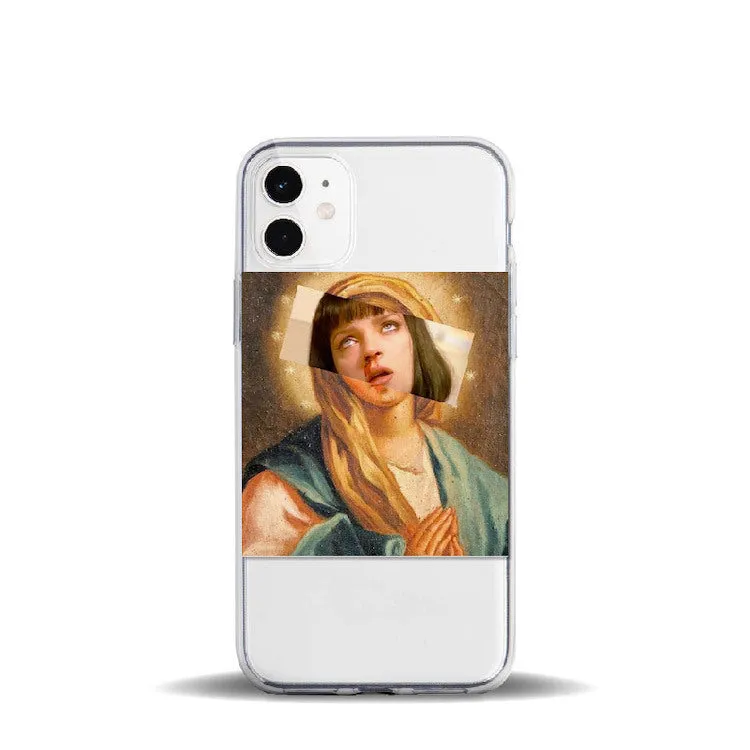 Floral painted soft TPU phone case for iPhone with sculpture finish and slim back cover design