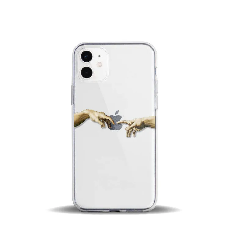 Floral painted soft TPU phone case for iPhone with sculpture finish and slim back cover design