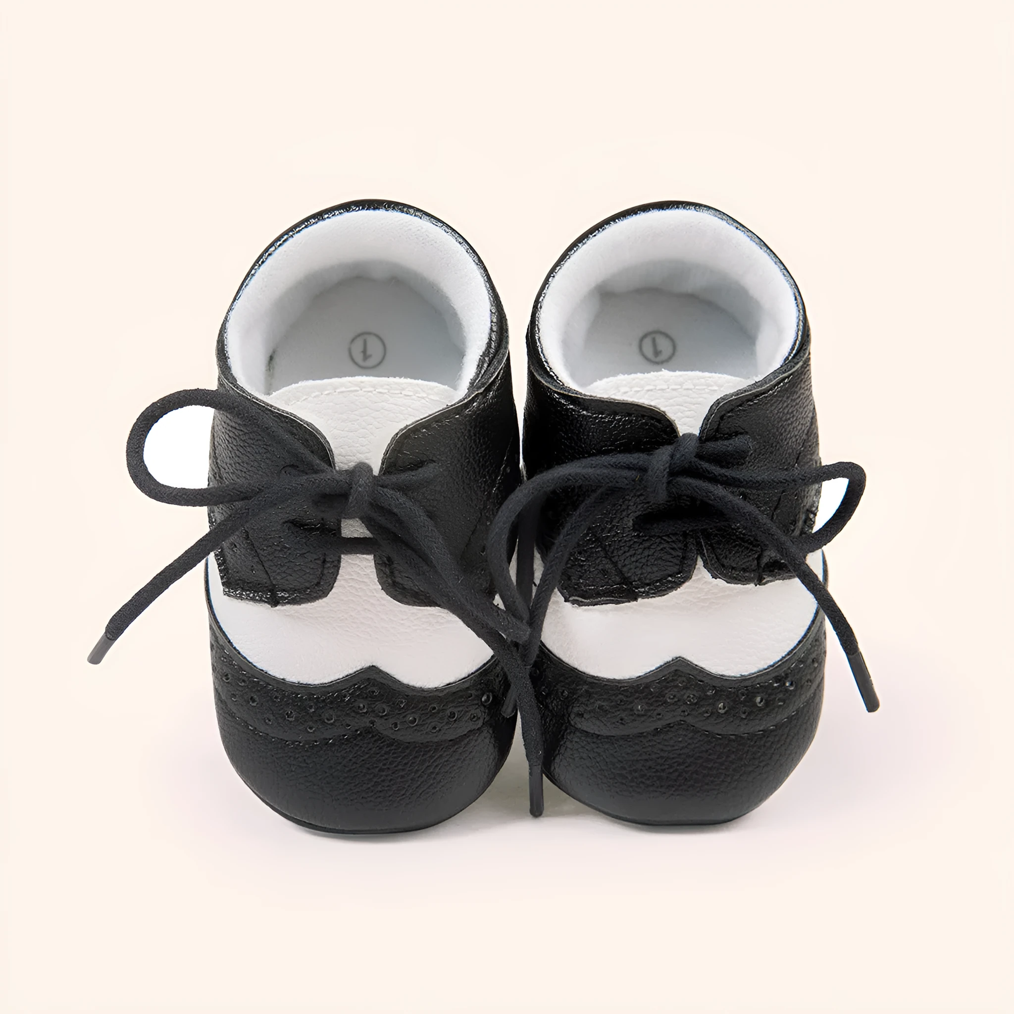 Men's baby soft-soled shoes in synthetic leather, vintage style, shown in light brown colour