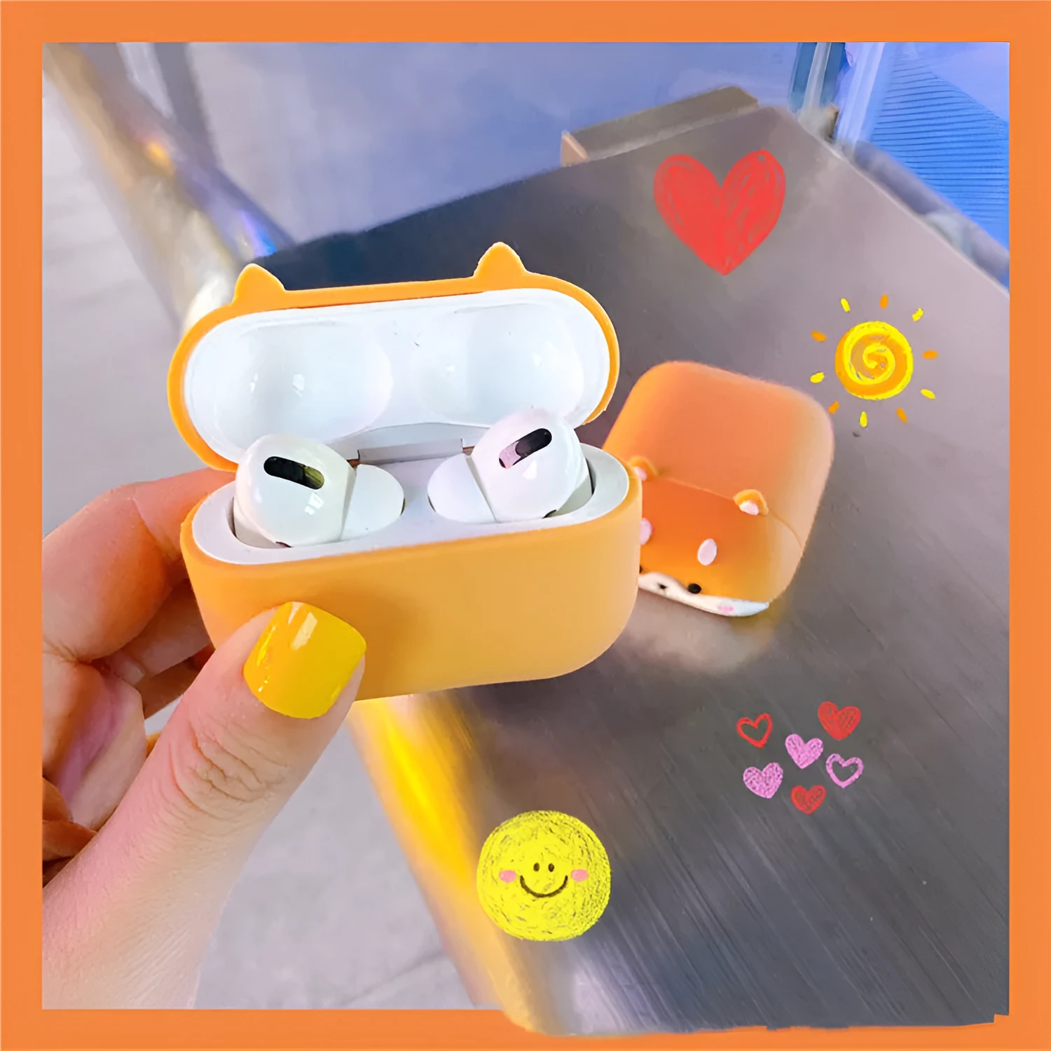Cartoon Papa Shiba Inu PVC silicone protective case for Apple AirPods wireless Bluetooth headset charging box