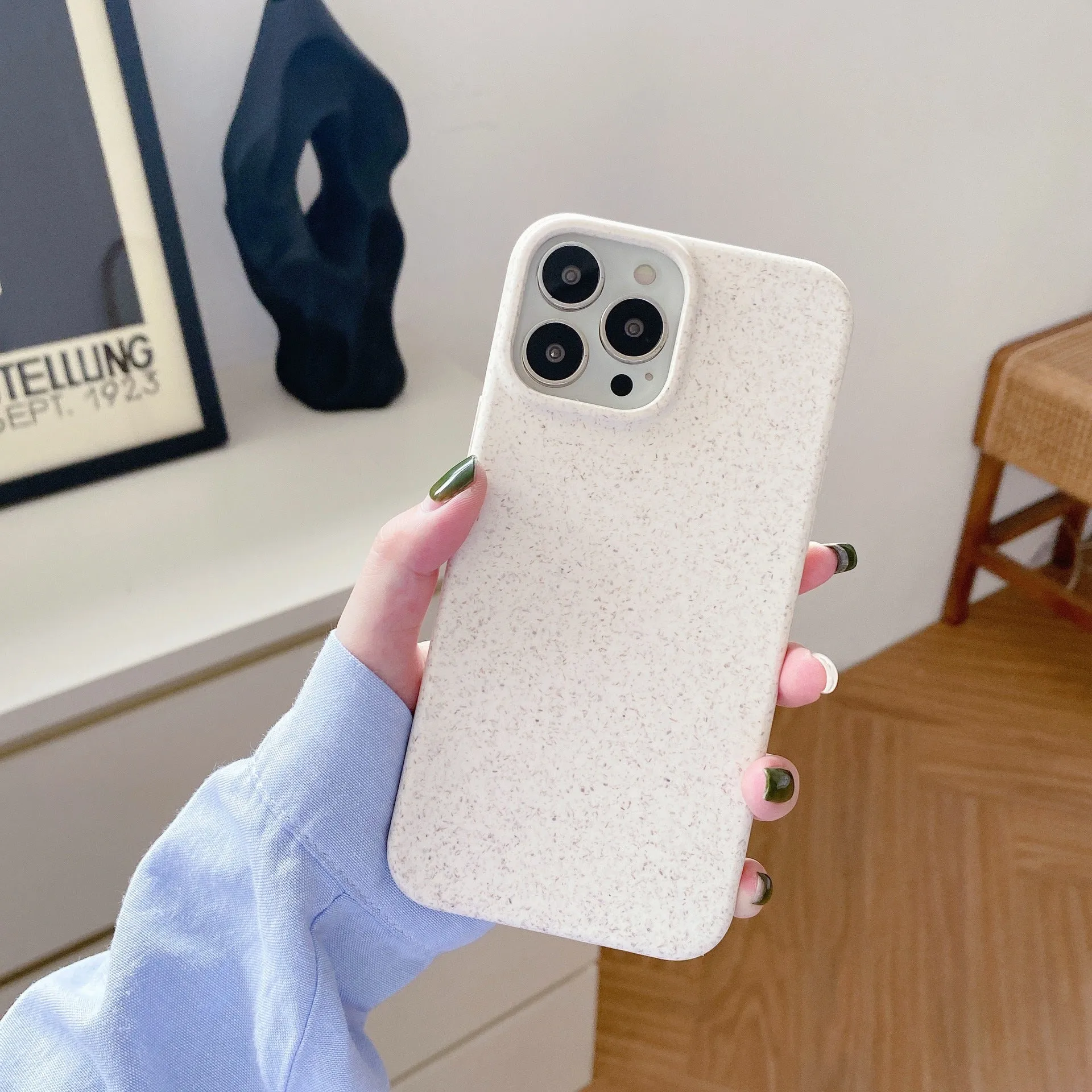Biodegradable solid colour TPU back cover phone case for Apple iPhone with wheat straw finish