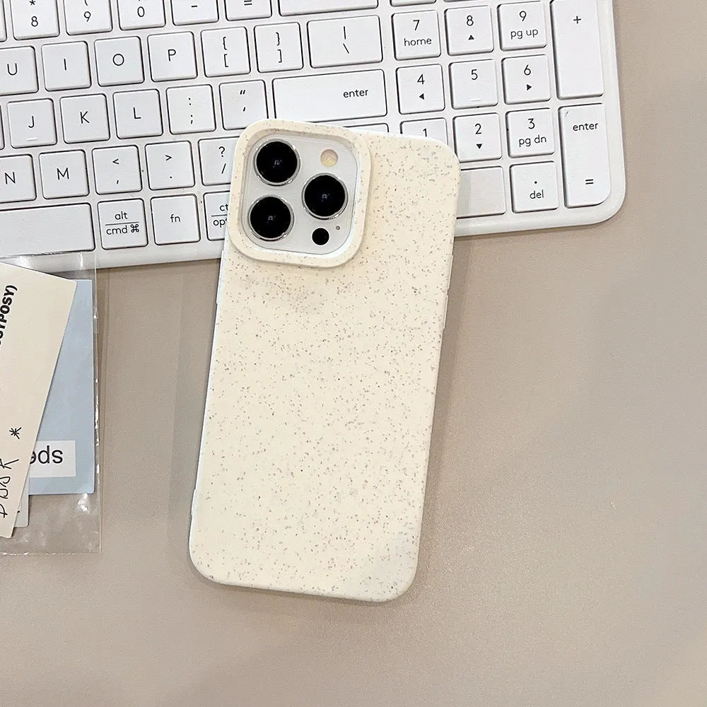 Biodegradable solid colour TPU back cover phone case for Apple iPhone with wheat straw finish