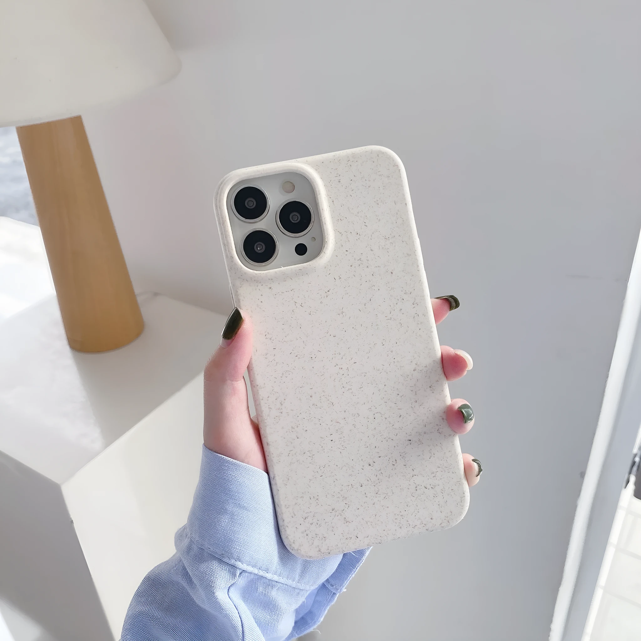 Biodegradable solid colour TPU back cover phone case for Apple iPhone with wheat straw finish