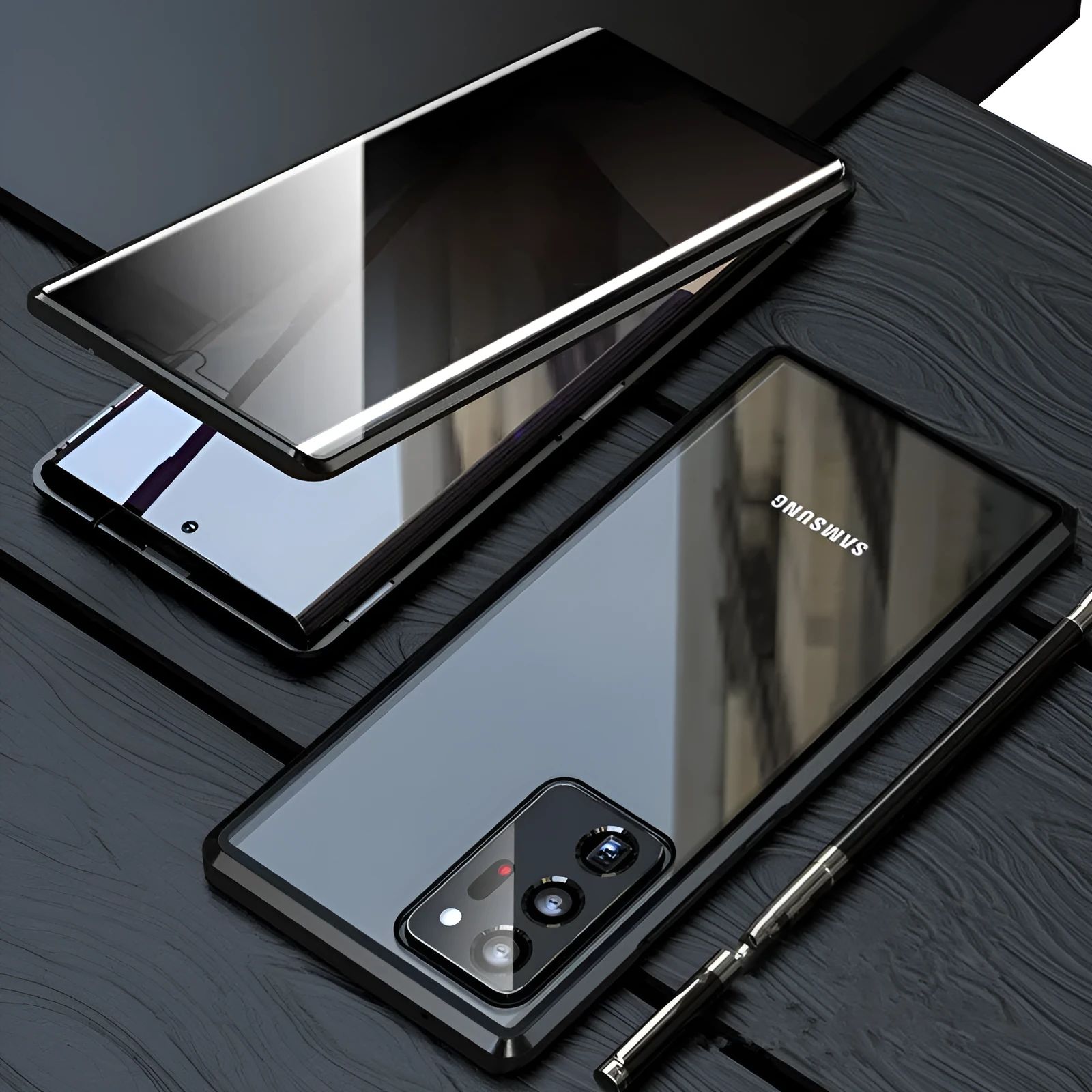 Samsung anti-peeping magneto phone case with double-sided glass in multiple colours for S21 series